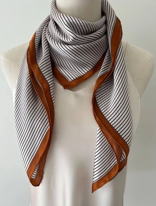 accessory Mulberry Silk Striped Neck Scarf Etsy - Seller $42.5