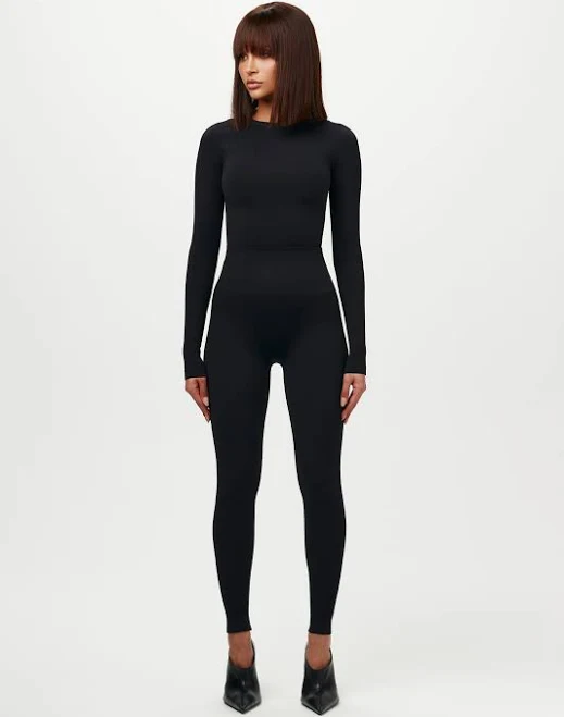 bodysuit Naked Wardrobe Women's Top Sculpt Seamless Crewneck Ribbed Nylon Naked Wardrobe $25