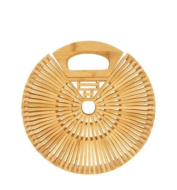 bag Natural Bamboo Ark Hand Round Clutch TikTok Shop $60.99