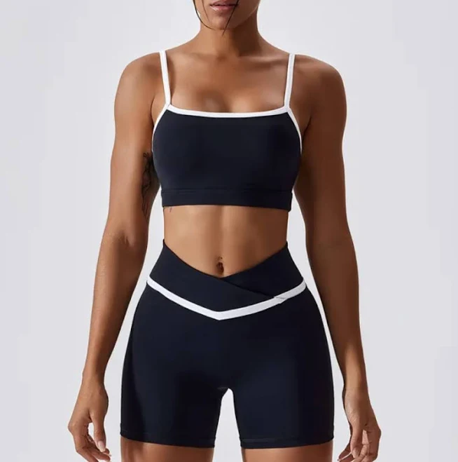 matching set Navy Blue & White Piping Gym Set Shaide Boutique $63.56