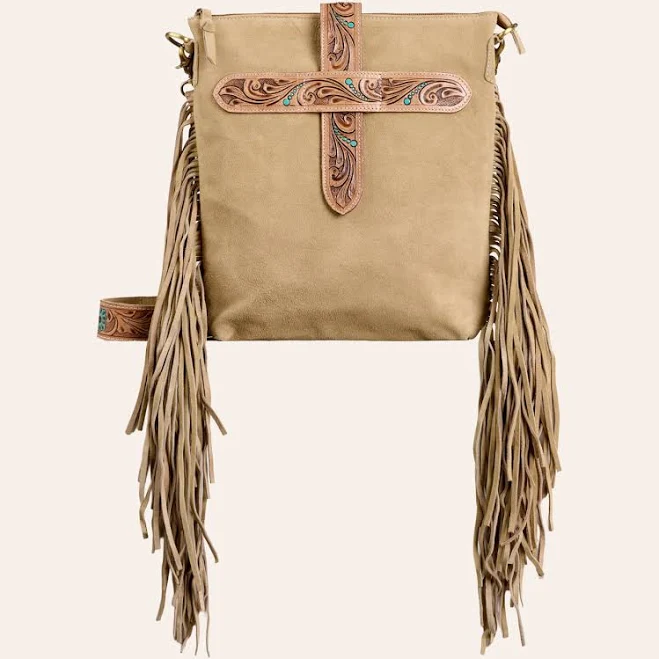 bag NOSZ Women's Tooled Suede Fringe Crossbody Bag Cavender's Boot City Western Store $85