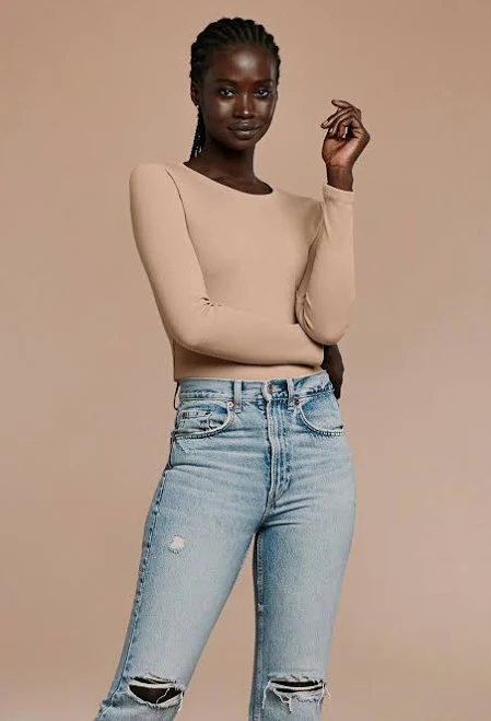 bodysuit Nuuds Tops Nuuds Long Sleeve Ribbed Crewneck Bodysuit nuuds $30