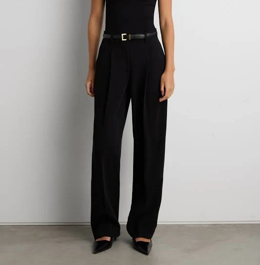pants Oak + Fort Vetiver Wide Leg Crepe Tailored Trousers Oak and Fort US $94