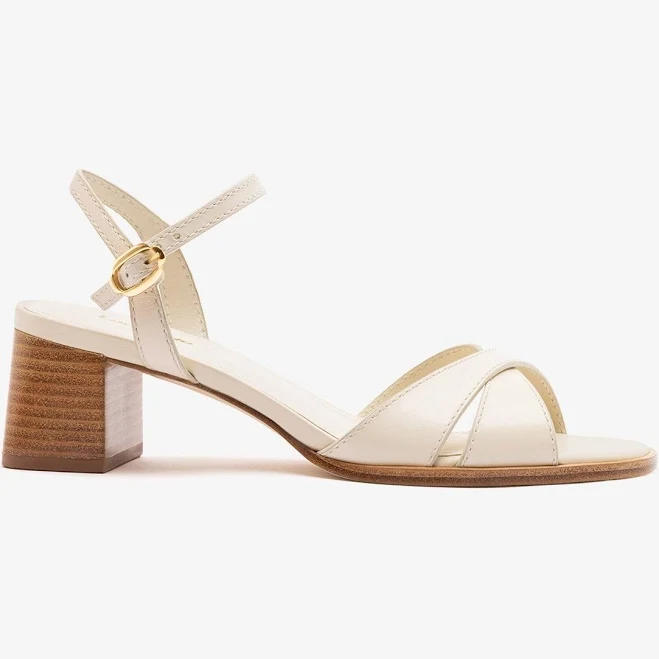 shoes Off White Leather Low Block Heel Sandals Larroudé US $193