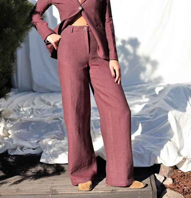 pants Offon Clothing Luna High-Waisted Wide-Leg Heavy Linen Pants Etsy - OffOn $152.72