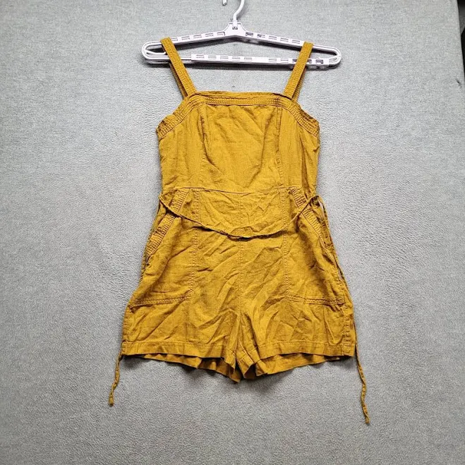romper Old Navy Women Romper L Mustard Yellow Linen Viscose 3" Inseam eBay - inergy_store $15.32