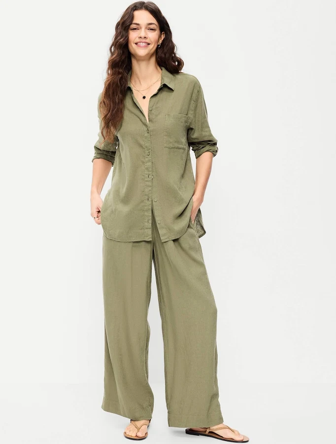 pants Old Navy Women's High-Waisted Linen-Blend Super Wide-Leg Pants Old Navy $28