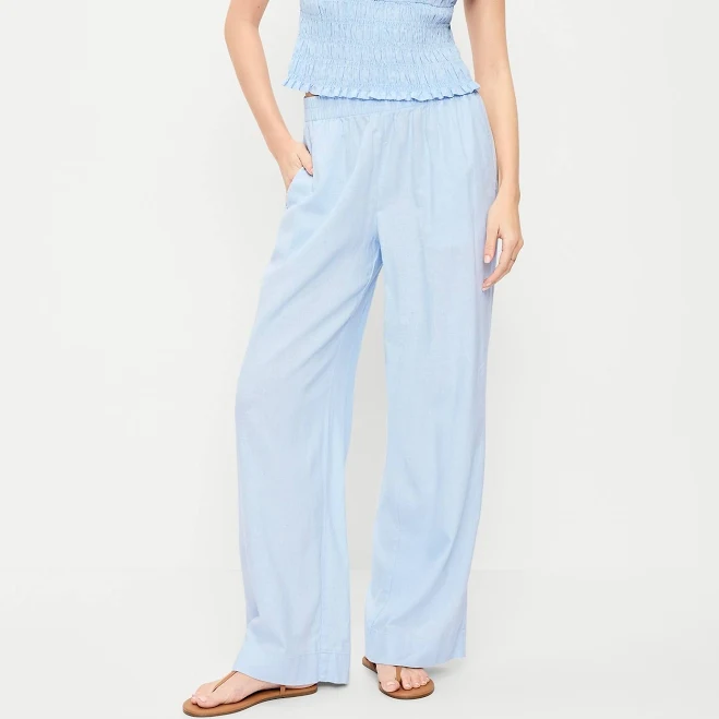 trousers Old Navy Women's High-Waisted Linen-Blend Super Wide-Leg Pants Old Navy $32