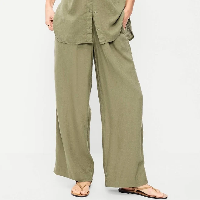 wide leg pants Old Navy Women's High-Waisted Linen-Blend Super Wide-Leg Pants Old Navy $32