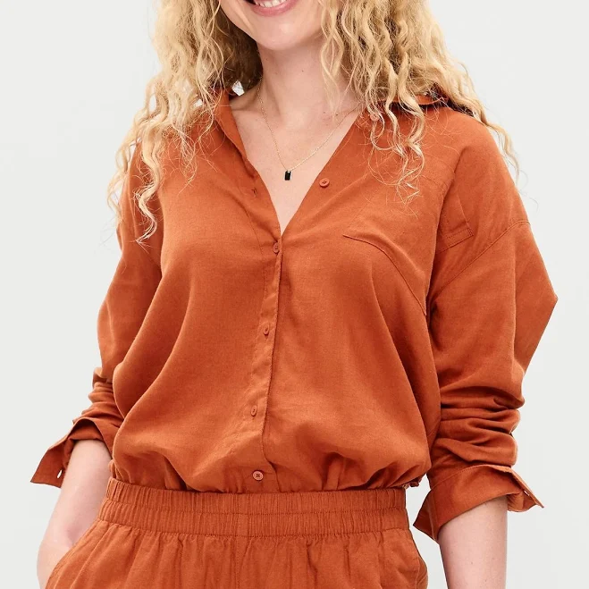 matching set Old Navy Women's Linen-Blend Loose Button-Down Shirt Old Navy $26.99