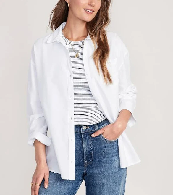 top Old Navy Women's Oversized Button-Down Boyfriend Shirt Old Navy $27.99