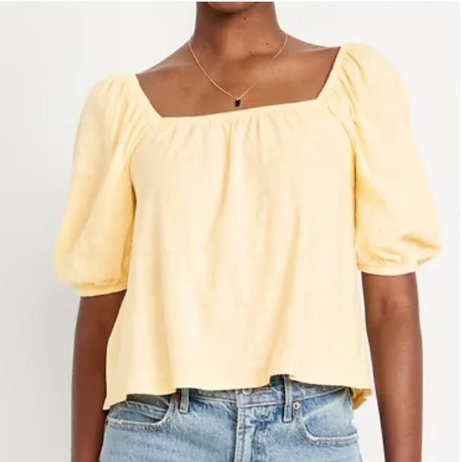 top Old Navy Women's Square-Neck Puff-Sleeve Top Poshmark $15