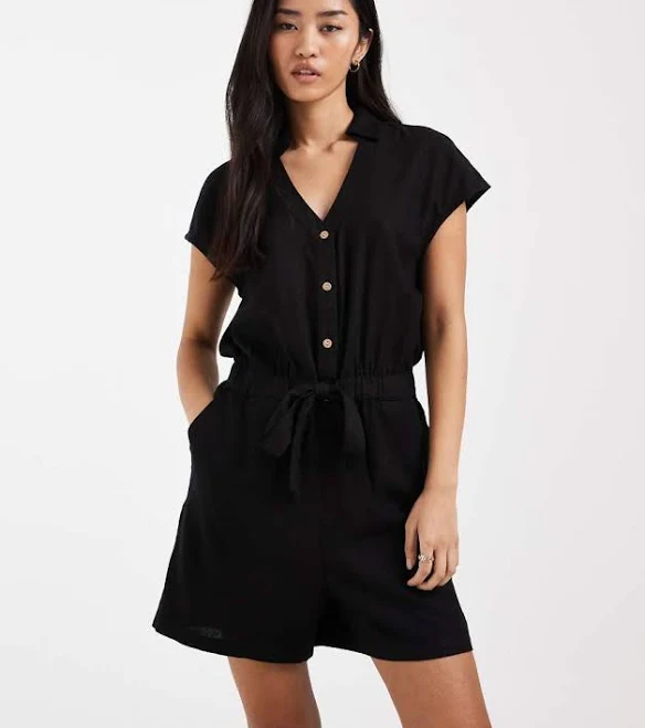 romper ONLY Linen Blend Tie Waist Romper ASOS $65