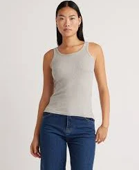top Organic Cotton Micro-Rib Scoop Neck Tank Quince $19.9