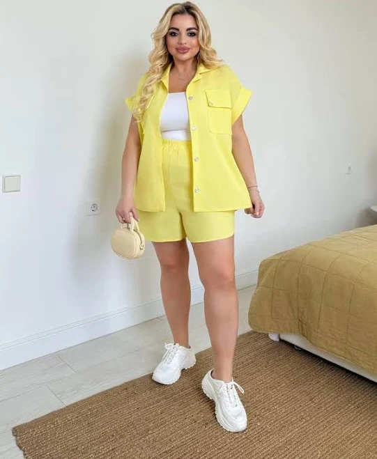 two piece set Oversized Linen Shirt and Shorts Set Etsy - UAchoice $169.13