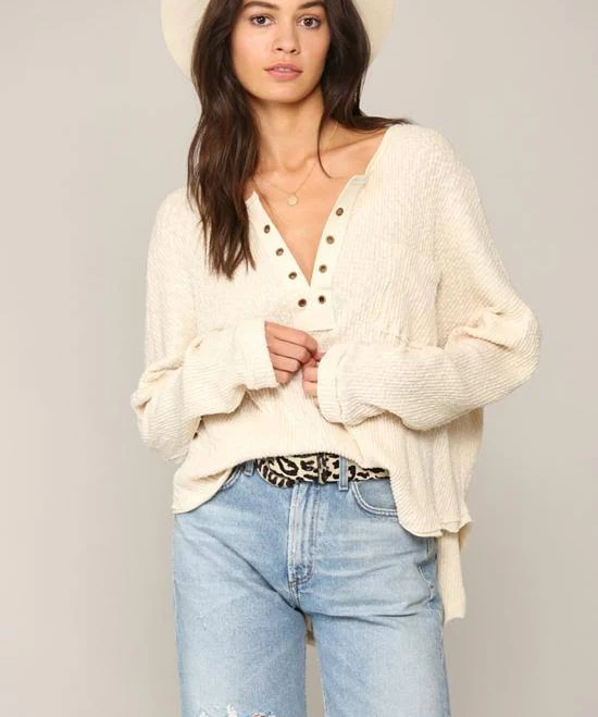 top Oversized Long Sleeve Eyelet Knit Top Whisper Boutiques $48