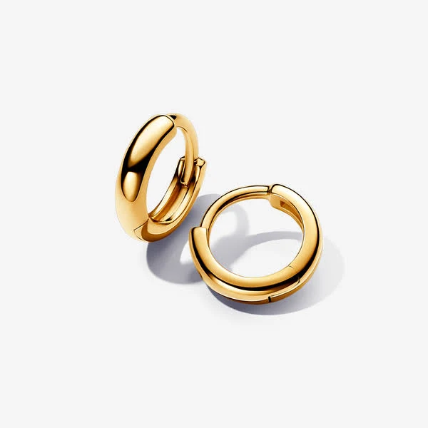 accessory Pandora 14k Gold-Plated Round Huggie Hoop Earrings Pandora Jewelry $75