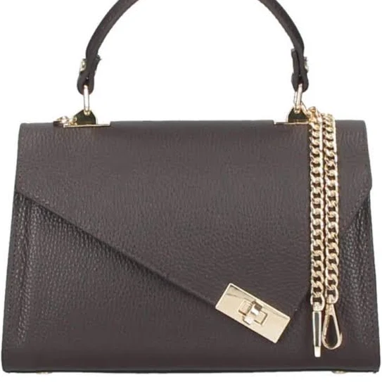 bag Penelope Italian Leather Top Handle Bag with Gold Chain Etsy - Seller $85