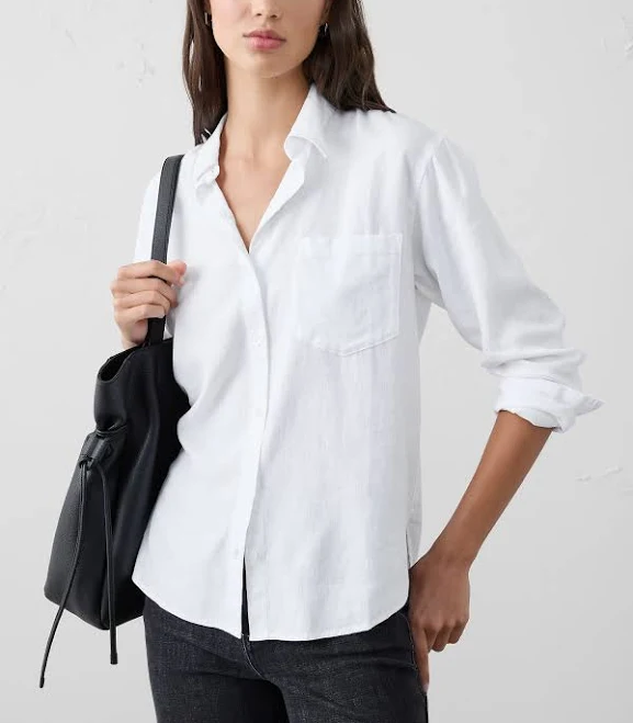 top Perfect Linen-Blend Women's Shirt Banana Republic Factory $40