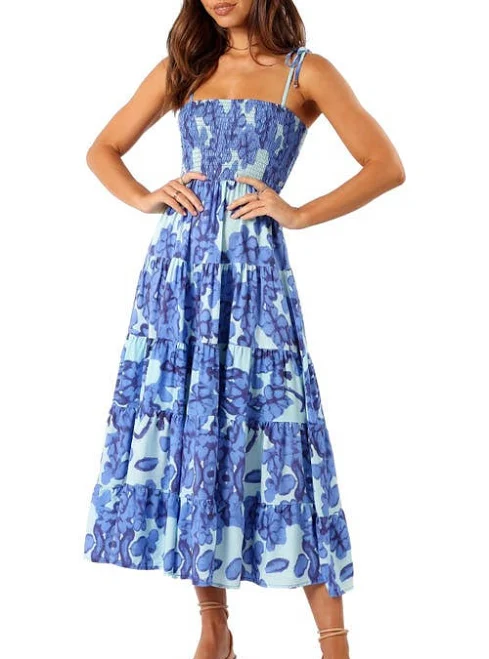 dress Petal & Pup Women's Amarie Floral Tie Strap Smocked Midi Sundress Nordstrom $89