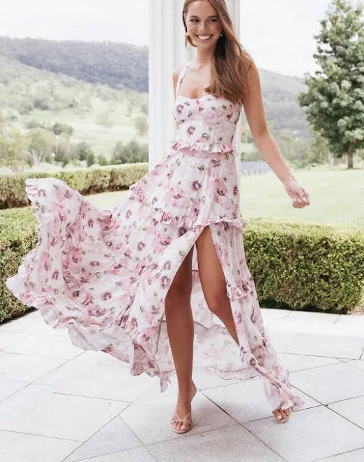 dress Petal & Pup Women's Lillee Floral Ruffle Tiered Maxi Dress Petal & Pup USA $81.75