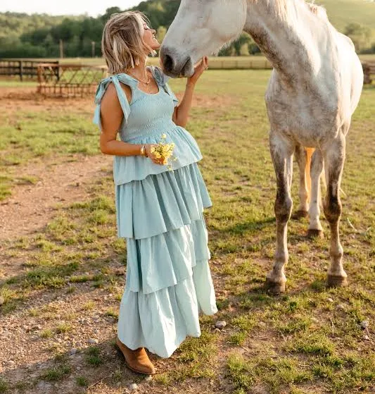 dress Petal & Pup Women's Raphael Tiered Ruffle Cotton Midi Sundress Petal & Pup USA $65.98