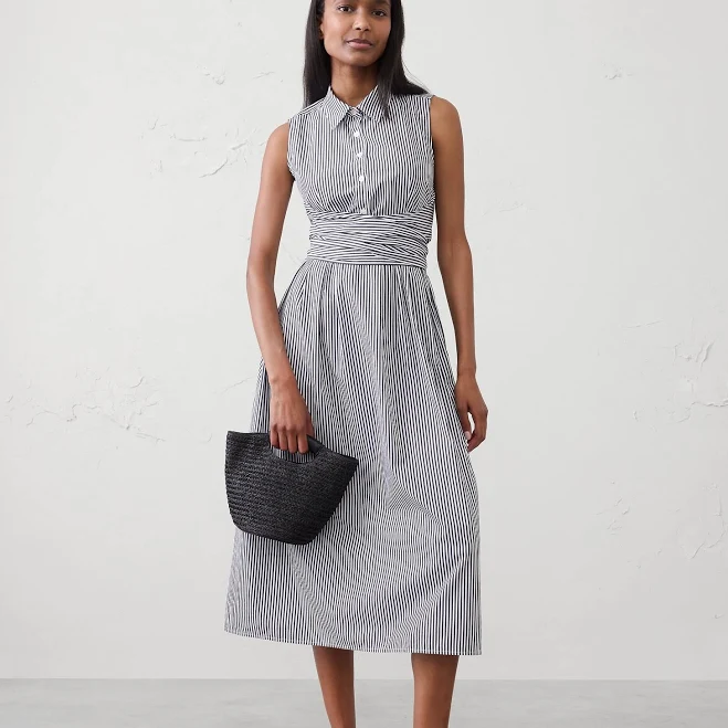 dress Petite Size Poplin Wrapped Midi Shirtdress Banana Republic Factory $78
