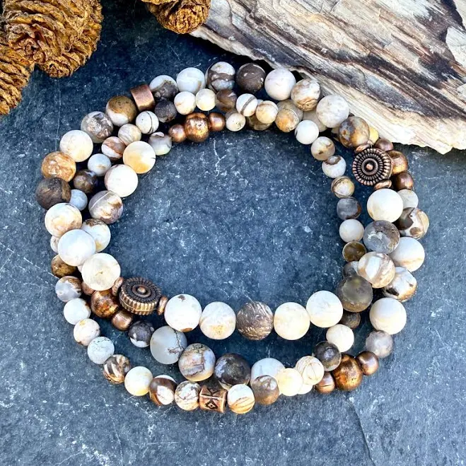 accessory Petrified Wood Copper Stretch Bracelet Etsy - Seller $52