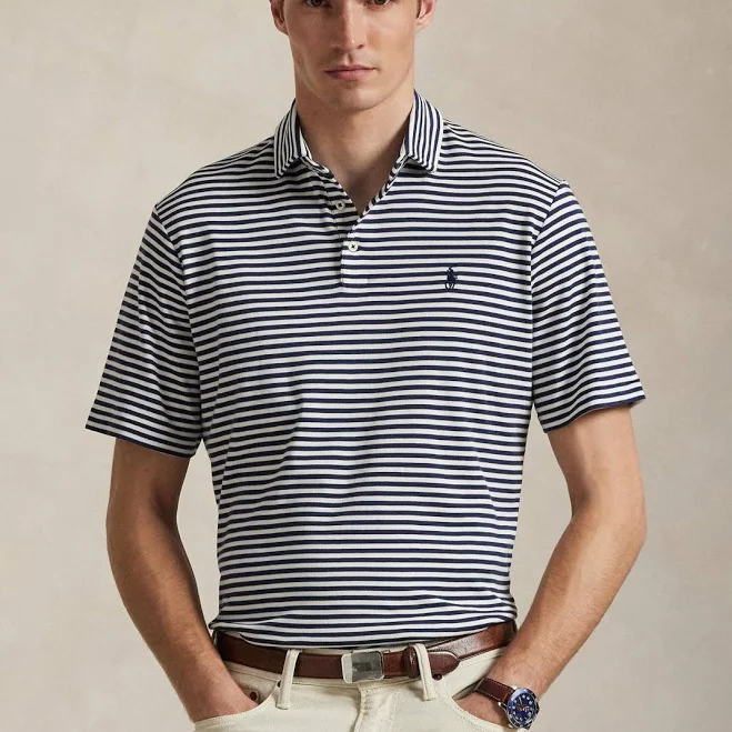 top Polo Ralph Lauren Men's Classic Striped Cotton Polo Shirt Macy's $84
