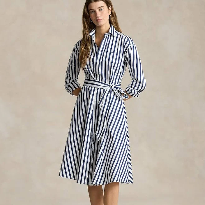 dress Polo Ralph Lauren Women's Ela Belted Stripe Cotton Shirtdress Ralph Lauren $248