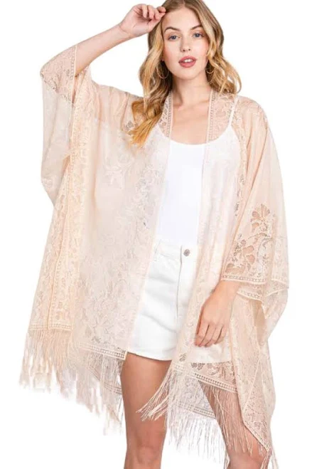 kimono Pretty Attitude Lace Fringe Kimono Pretty Attitude $29.9