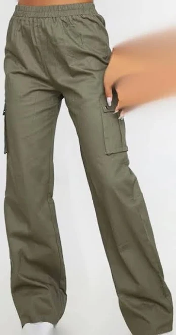 cargo pants Prettylittlething Khaki Wide Leg High Waisted Cargo Pants AccessoryZ $44.49