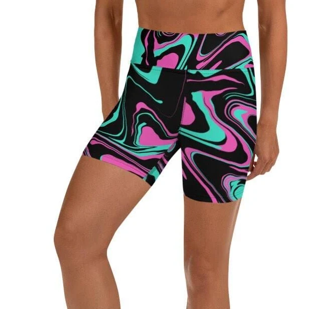 shorts Psychedelic Melt Yoga Shorts with Inside Pocket Etsy - BigTexFunkadelic $38.99