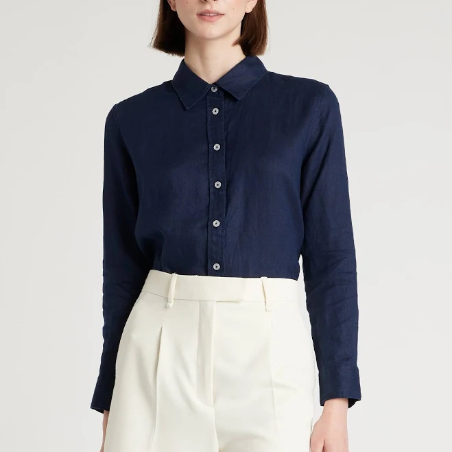 top Quince Women's European Linen Long Sleeve Shirt Quince $42