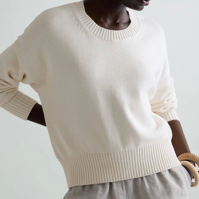 top Quince Women's Organic Cotton Boyfriend Crew Sweater Quince $42