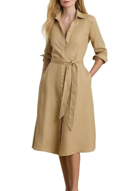 dress Ralph Lauren Women's Belted Linen Shirtdress Nordstrom $225