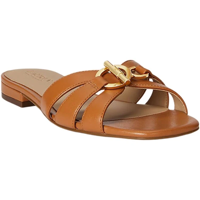 shoes Ralph Lauren Women's Blaike Nappa Leather Slide Sandal Macy's $101.5