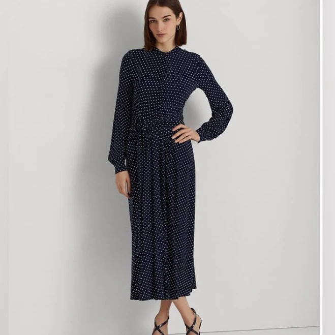 shirt dress Ralph Lauren Women's Polka- Dot Stretch Jersey Shirtdress Poshmark $75