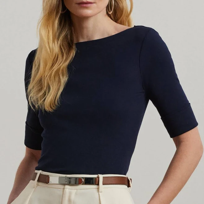 top Ralph Lauren Women's Stretch Cotton Boatneck Tee Macy's $38.5