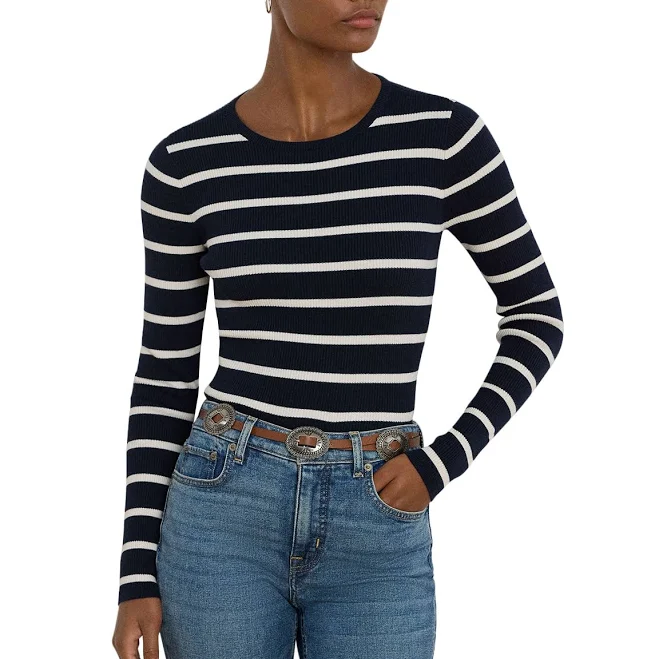 sweater Ralph Lauren Women's Striped Rib-Knit Sweater Bloomingdale's $62.5