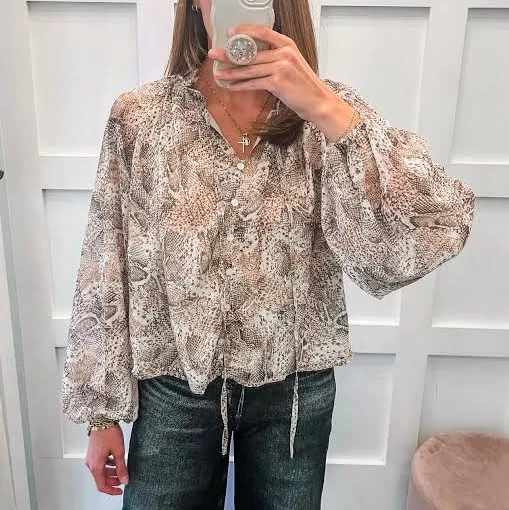 top Rattlesnake Blouse BluePeppermint Boutique $62.3