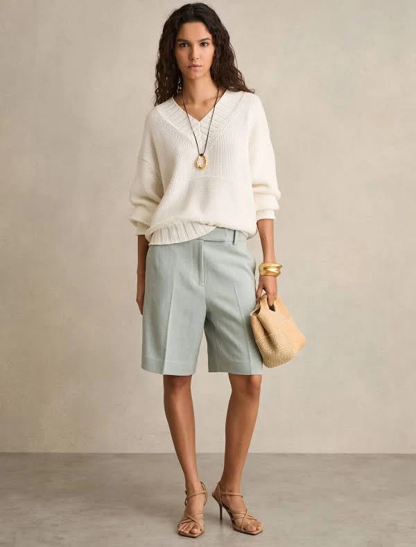 shorts Reiss Women's Dalora Tailored Linen Bermuda Shorts Reiss $104