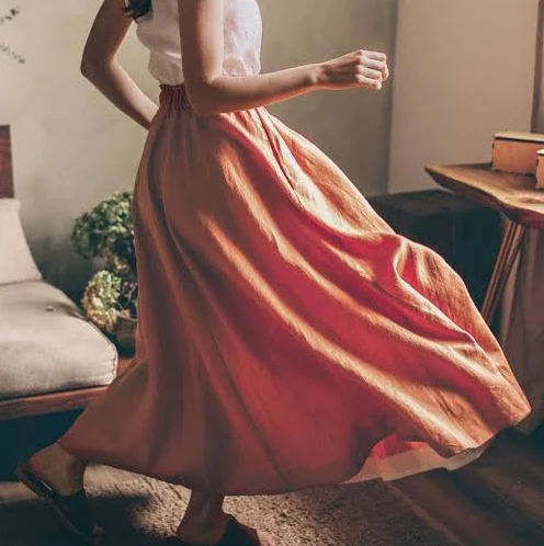 skirt Rich Linen Midi Skirt VisibleArt $101