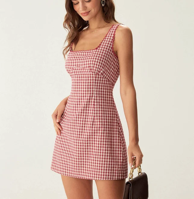 dress Rihoas Gingham Square Neck Sundress Rihoas $38