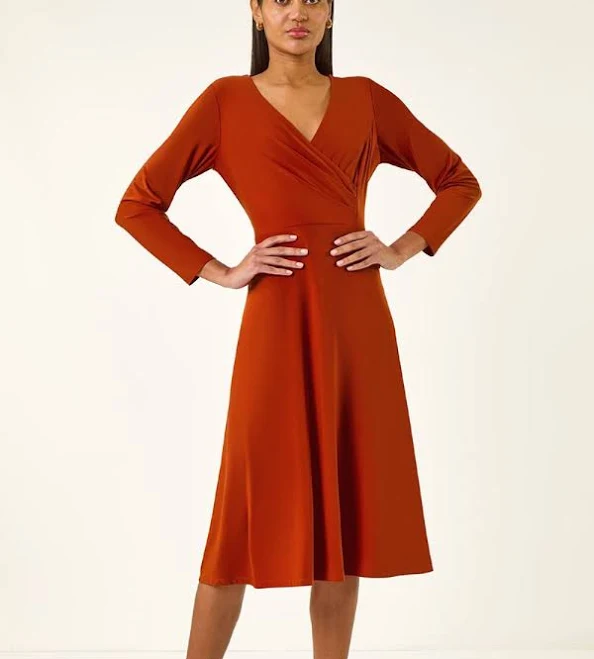 dress Roman Wrap Bodice Tie Waist Midi Dress Next USA $123