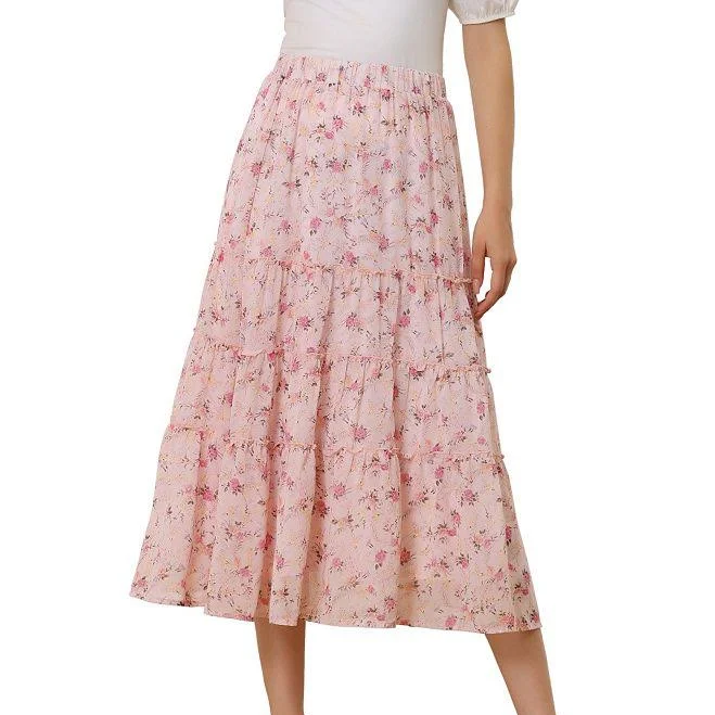 skirt Ruffle Boho Floral Chiffon Tiered Midi Skirt Kohl's $39.99