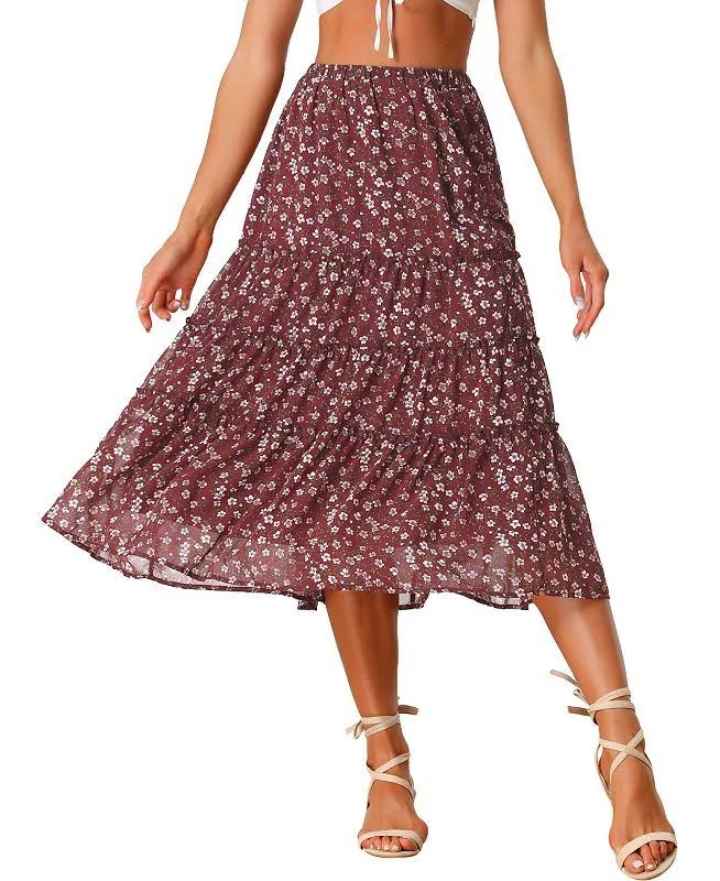 skirt Ruffle Boho Floral Chiffon Tiered Midi Skirt Kohl's $39.99