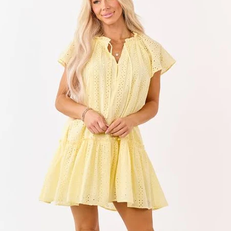 dress Ruffle Cotton Shift Mini Dress Lime Lush $58.99