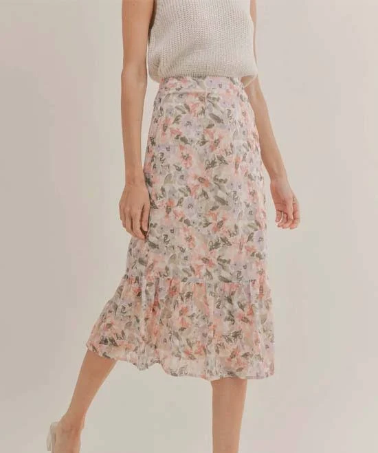 skirt Sadie & Sage Dune Flowers Midi Skirt Whisper Boutiques $35