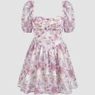 dress Sadie's Floral Sweetheart Puff Sleeve Ruffle Mini Dress Cider $17